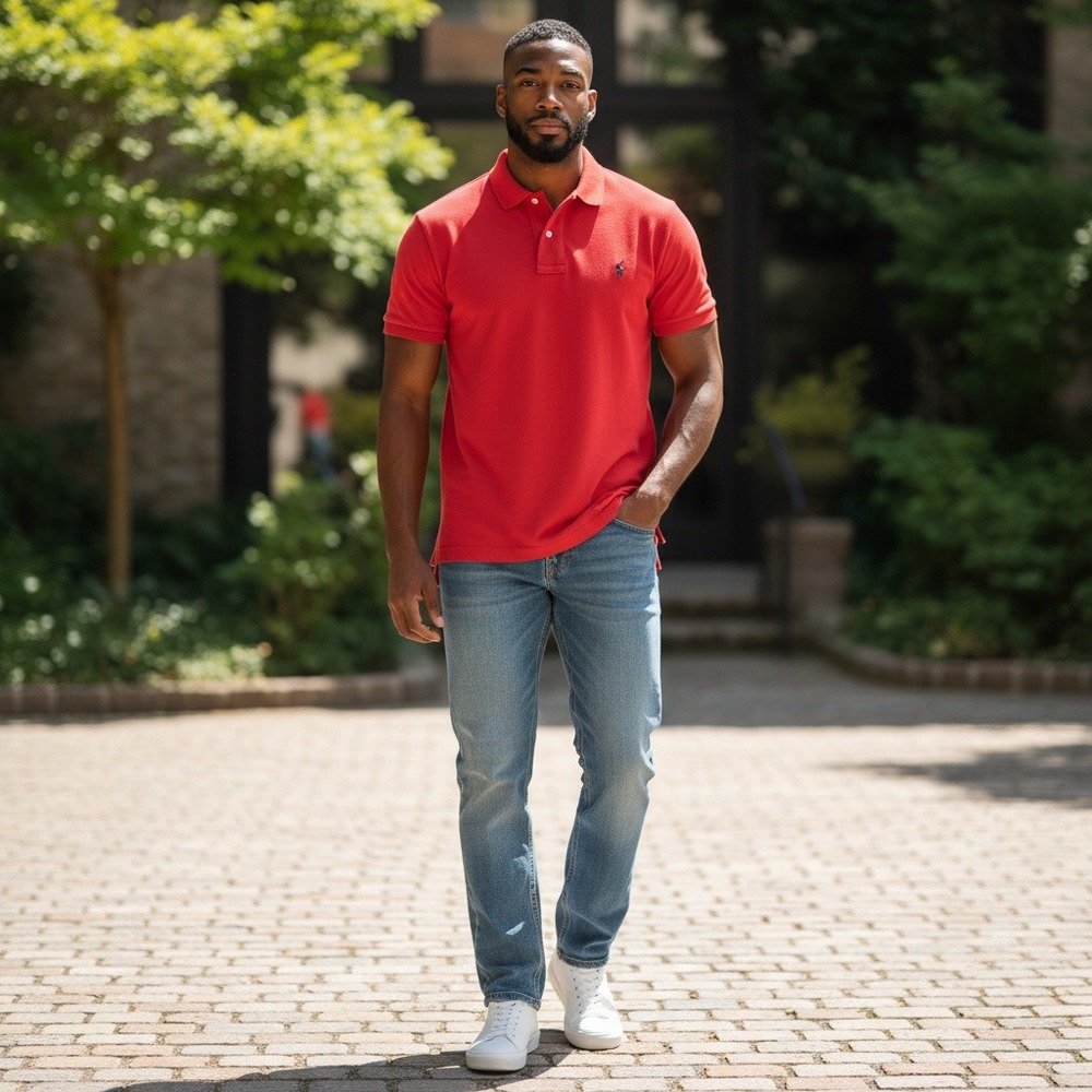 Polo Ralph Lauren Polo Shirt Large Red Short Sleeve Cotton Pique Classic Fit